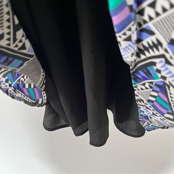 Yumi Kim Multicolor 100% Silk All Over Geometric Pattern Long Sleeve Short Dress - Picture 5 of 10